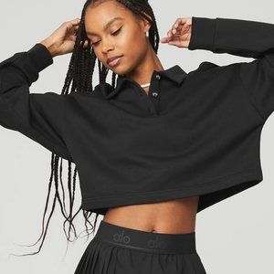 Alo Polo Henley Pullover Size Medium Black